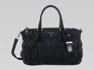 Prada Nappa Gaufre Classic embossed Shoulder Bag In Black P347828