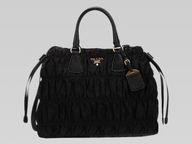 Prada Gaufre Lambskin&Nylon SHouder/Handbag In Black P420625