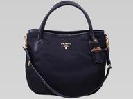 Prada Bauletta Nylon Metal Logo Should/Handbag In Black P342874