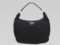 Prada Sacca Tessuto Crescent Nylon ShouldBag In Black BR3274