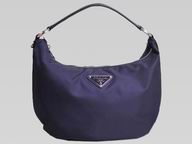 Prada Sacca Tessuto Crescent Nylon ShouldBag In Blue BR3279