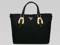 Prada Classic Nylon Triangle Logo HandBag In Black P371010