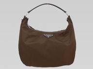 Prada Sacca Tessuto Crescent Nylon ShouldBag In Brown BR3278