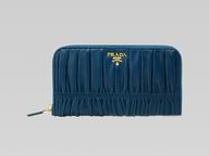 Prada Nappa Gaufre Lambskin Leather Chain Purse In Blue P158810