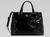 Prada Vitello Shiny Calfskin Triangle Logo Should/handbag Black P415573