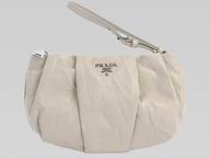 Prada Necessaire Embossed Metal Logo Bag For Dinner In Offwhite P340744