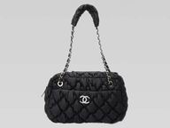 Chanel Quilted Bubble Black Leather Shoulder Bag A36010