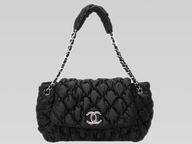 Chanel Quilted Flap Bubble Black Leather Shoulder Bag A36011