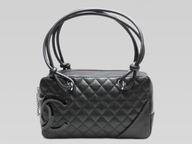 CHANEL Cambon Black Lambskin CC Mini Square Boston A25171-BB