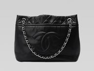 CHANEL 2010 CALFSKIN LEATHER SHOPTOTE BAG BLACK A36955-B