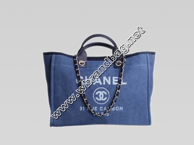 Chanel Embroidery CC Denim Strap Beach Bag(Silver) A34055