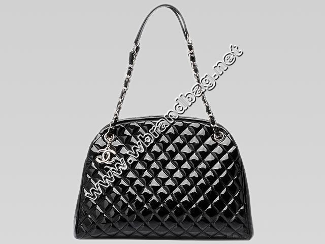 Chanel Patent Large Bowling Bag Black(Silver) A34410