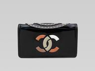 Chanel Mosaic CC Logo Patent ShouldBag Black(Silver) A16264