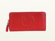Gucci 2012 Soho Embossed Calfskin Leather Wallet In Red G351481