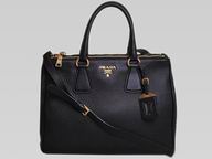 Prada Vit Daino Caviar Leather Shopping Tote Black P45300