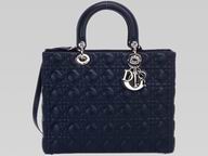 Dior Lady Dior Cannage Lambskin In Dark-Blue(Large) D4029