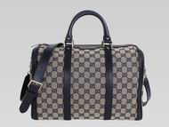 Gucci Vintage Web Double GG Fabric Large Boston Bag Blue GU554535
