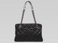 Chanel Caviar Three Layers Bag Black silver Hardware A39658