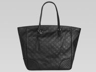 Gucci 2013 GG Logo Embossed Leather Handbag In Black GU455672