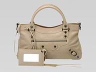 Balenciaga First Top Leather&Fabric Bag Mlik-Tea 103208-MT