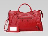 Balenciaga City Medium Lambskin Bag "Small" Studs Red G454510
