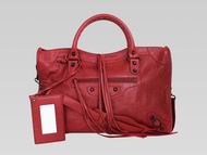 Balenciaga City Medium Small Studs Lambskin Bag Scarlet G454512