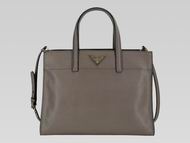Prada Saffiano Lux 2013 Winter Triangle Logo Handbag Gray P467349
