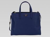 Prada Saffiano Lux 2013 Winter Triangle Logo Handbag Blue P467349