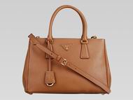 Prada Saffiano Lux Triangle Logo Small Size Handhand Caramel P467947
