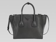 Prada Glace Calfskin Triangle Logo Handhand In Gray P467436