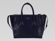 Prada Glace Calfskin Triangle Logo Handhand Dark Blue P467435