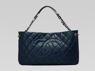 Chanel Caviar Leather Chain Strap Gst Bag In Blue(Caviar) A45982