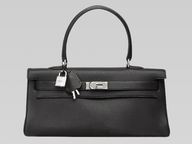 Hermes Clemence Cowhide Handbag Kelly 40cm Silver Black H358218