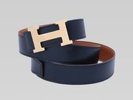 Hermes Gold H Logo Double Sided Calfskin Belt Black/Light Brown HB22145