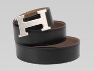 Hermes Silver H Logo Double Sided Calfskin Belt Black/Coffee HB22146