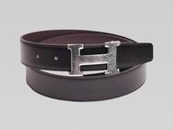Hermes Silver H Logo Double Sided Calfskin Belt Black HB22147