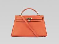 Hermes Kelly 35 Clemence Leather Gold Hardware Orange H220804