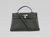 Kelly 35 Clemence Leather Silver Hardware Black H220807