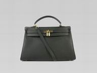 Kelly 35 Clemence Leather Gold Hardware Black H220806