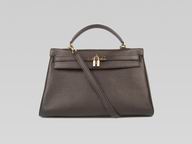 Hermes Kelly 35 Clemence Leather Gold Studs Deep-Coffee H220816