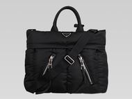 Prada Nylon Triangle Logo Shop Tote Bag Black P473827