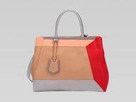 FENDI 2Jours Joint Cowhide Medium Bag Red/Yellow/Gray F435670