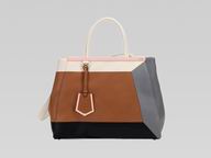 FENDI 2Jours Joint Cowhide Medium Bag White/Black/Gray F435969