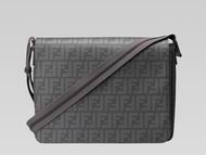 FENDI Classic FF Logo PVC Messenger Bag In Gray FE484145