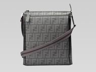 FENDI Classic FF Logo PVC Reporter Bag In Gray FE483728