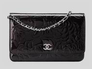 Chanel Patent Camellia Silver Chain Woc Bag Noir A47422