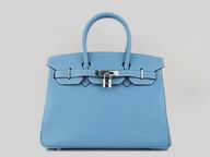 Hermes Birkin 30CM Clemence Leather Light-Blue(Silver) H1042BS