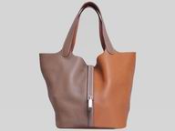 Hermes Picotin Lock 22cm Togo Bucket Orange/Light Coffee H4273LOC
