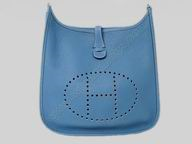 Hermes Togo Leather Evelyne Bag In Blue H1044