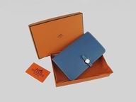 Hermes Dogon Clemence Leather Wallet Purse Medium Blue HL001K